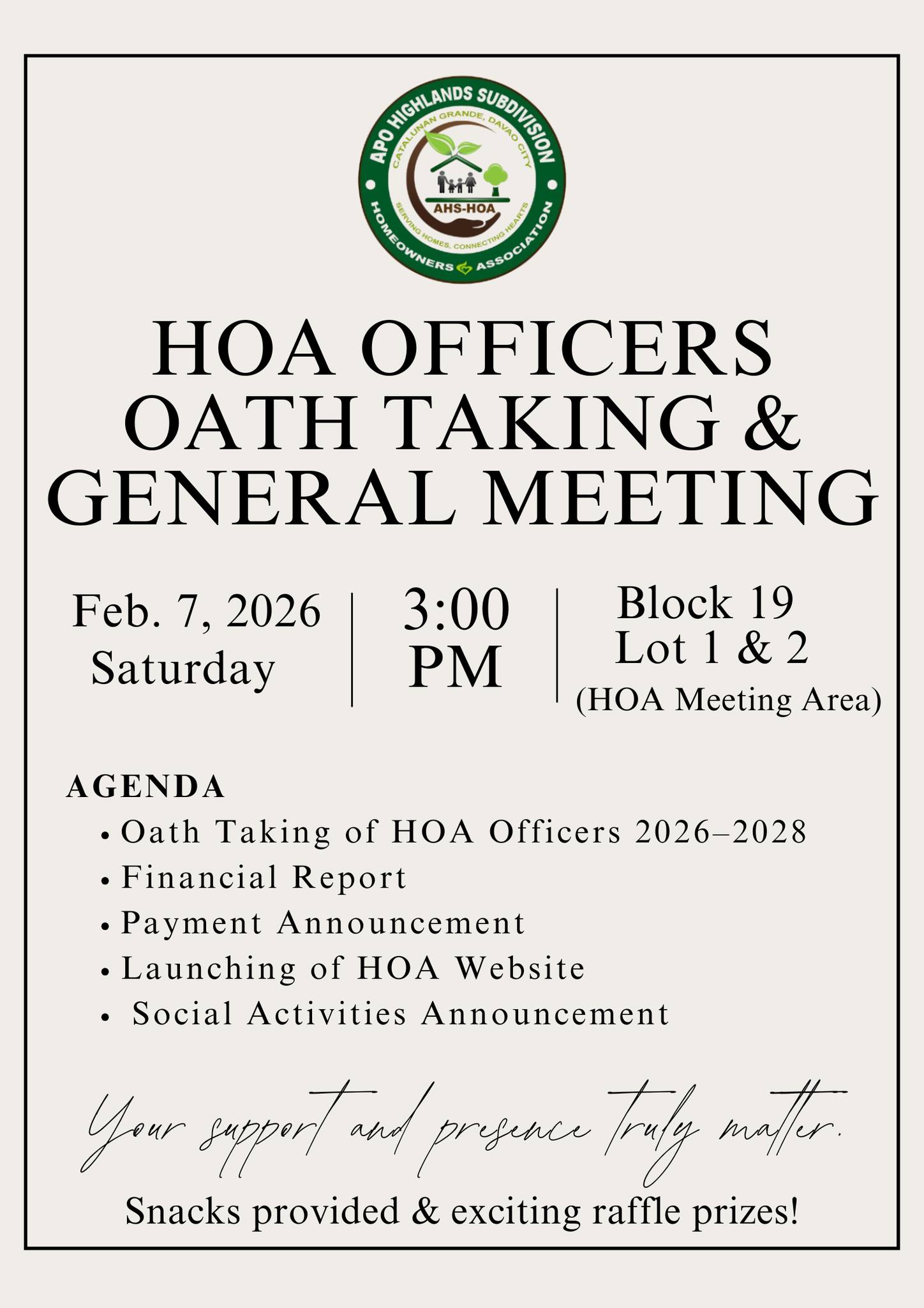 📣 𝗔𝗡𝗡𝗢𝗨𝗡𝗖𝗘𝗠𝗘𝗡𝗧 | 𝗛𝗢𝗔 𝗢𝗳𝗳𝗶𝗰𝗲𝗿𝘀 𝗢𝗮𝘁𝗵 𝗧𝗮𝗸𝗶𝗻𝗴 & 𝗚𝗲𝗻𝗲𝗿𝗮𝗹 𝗠𝗲𝗲𝘁𝗶𝗻𝗴